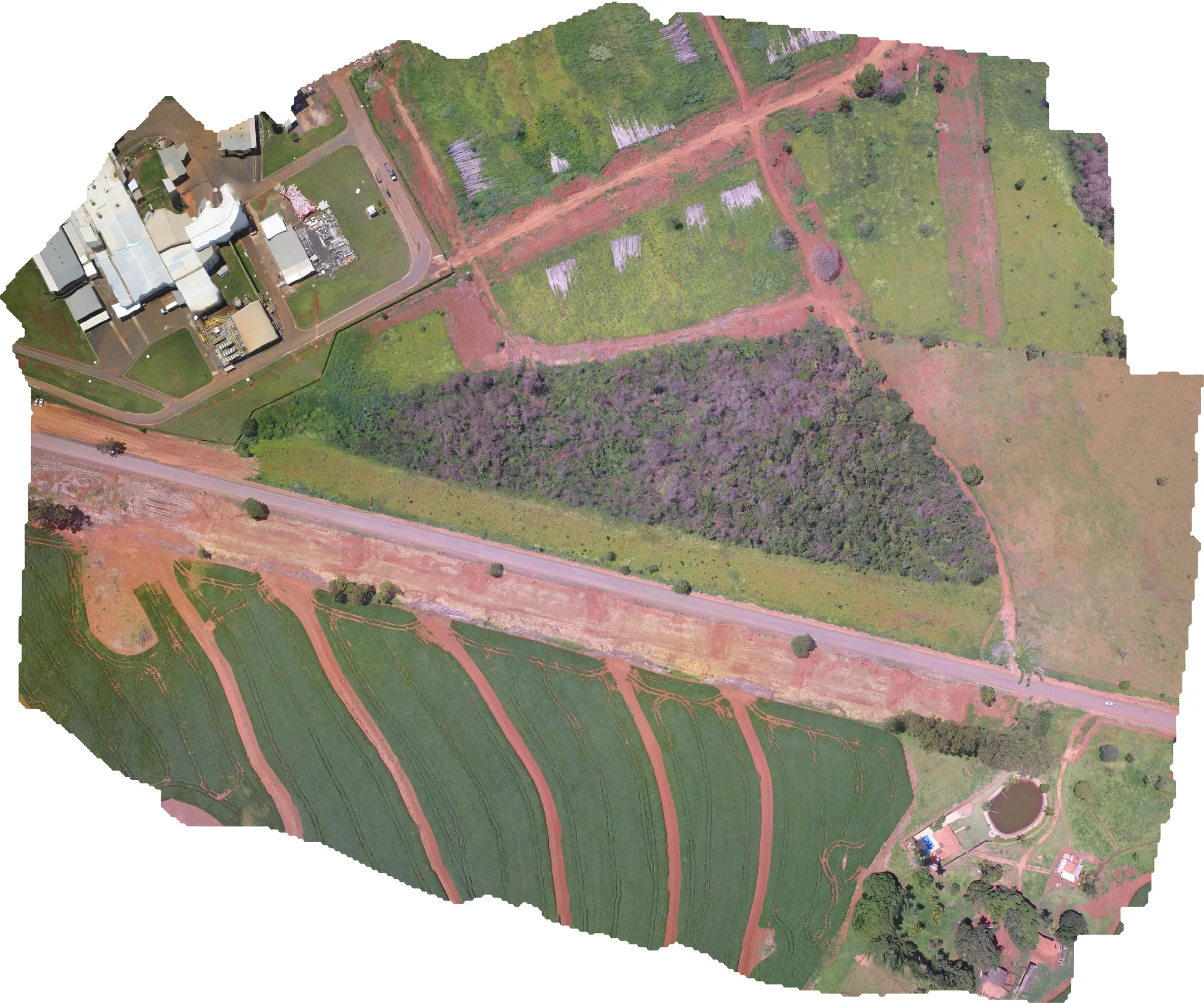 Ortomosaico de imóvel rural produzido a partir de levantamento aéreo
